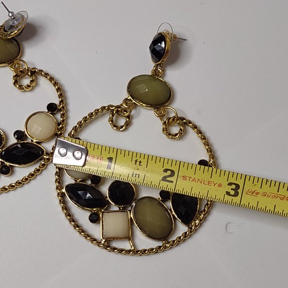 Heavy Metal And Plastic Large Dangle Earrings - Picture 14 of 14